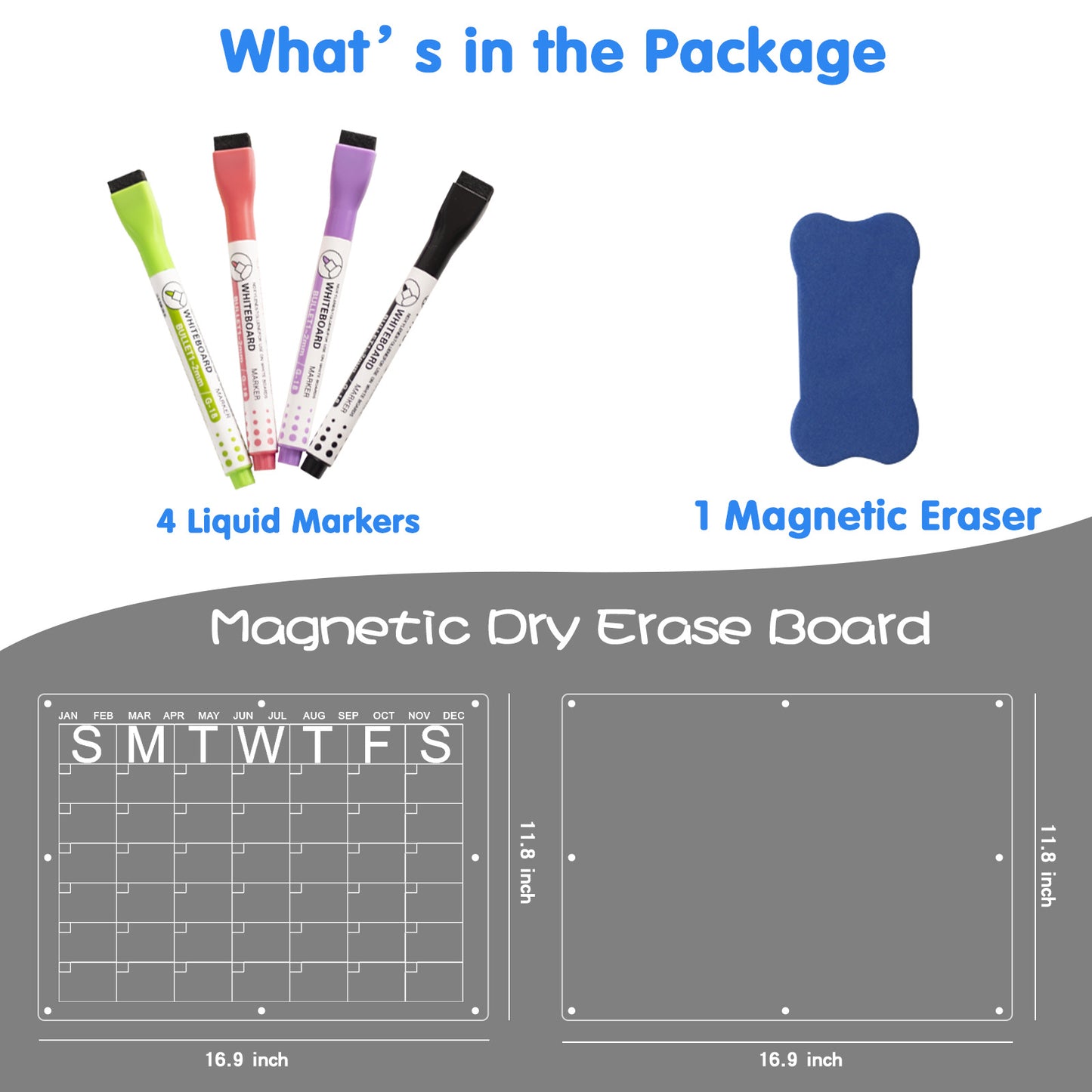 Magnetic Acrylic Fridge Calendar & Memo Board Set - Dry Erase Planner with Markers & Eraser(40*30cm 3mm) - Image 4