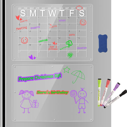 Magnetic Acrylic Fridge Calendar & Memo Board Set - Dry Erase Planner with Markers & Eraser(40*30cm 3mm) - Image 5