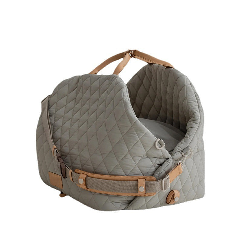 Luxury Quilted 2-in-1 Pet Travel Carrier & Car Booster Seat for Small Dogs(beige) - Image 4