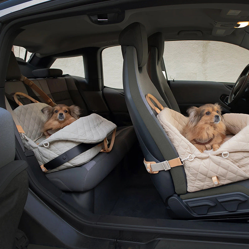 Luxury Quilted 2-in-1 Pet Travel Carrier & Car Booster Seat for Small Dogs(beige) - Image 7