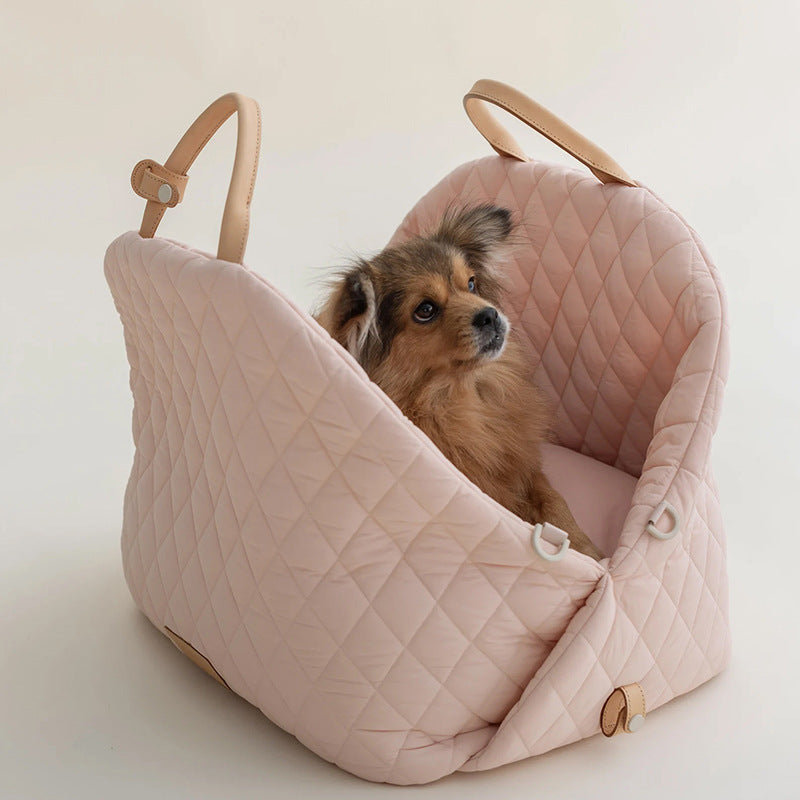 Luxury Quilted 2-in-1 Pet Travel Carrier & Car Booster Seat for Small Dogs(Blue-gray) - Image 3