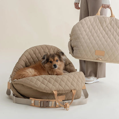 Luxury Quilted 2-in-1 Pet Travel Carrier & Car Booster Seat for Small Dogs(Black) - Image 2