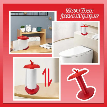 Apple-Shaped Adjustable Tissue Roll Holder - Fun & Practical Desktop Paper Towel Stand(red) - Image 3