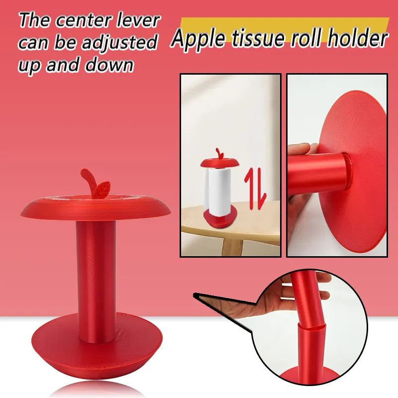 Apple-Shaped Adjustable Tissue Roll Holder - Fun & Practical Desktop Paper Towel Stand(red) - Image 5