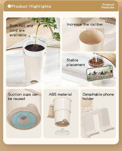 Multi-Purpose Anti-Spill Cup Holder with Suction Base & Detachable Phone Stand(green) - Image 4