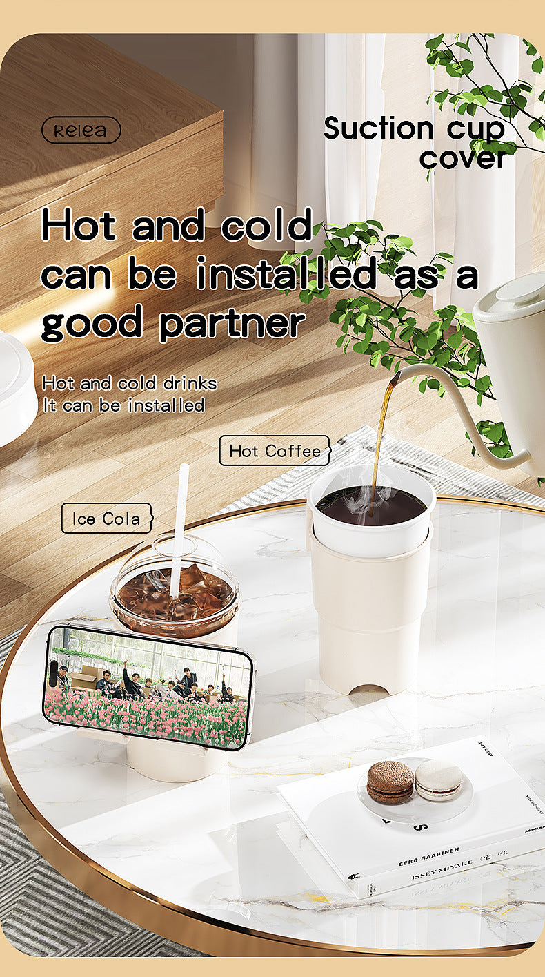 Multi-Purpose Anti-Spill Cup Holder with Suction Base & Detachable Phone Stand(white) - Image 7