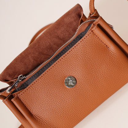 Genuine Leather Flap Crossbody Bag with Elephant Charm - Compact & Stylish Shoulder Purse(White) - Image 4