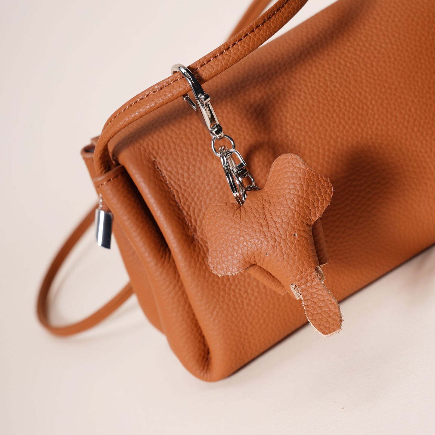 Genuine Leather Flap Crossbody Bag with Elephant Charm - Compact & Stylish Shoulder Purse(Dark gray) - Image 7