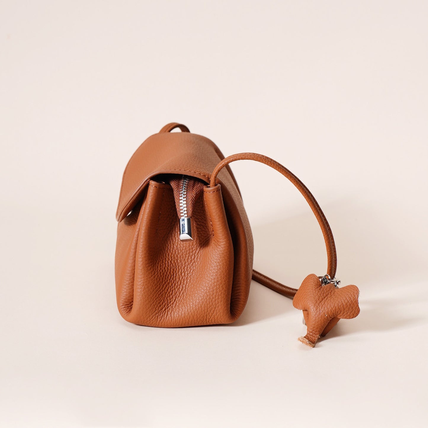Genuine Leather Flap Crossbody Bag with Elephant Charm - Compact & Stylish Shoulder Purse(Black) - Image 5
