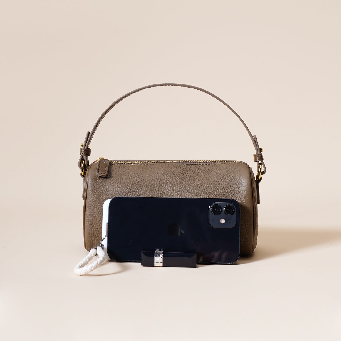 Genuine Leather Boston Bag - Mini Barrel Crossbody & Top Handle Purse(white) - Image 3