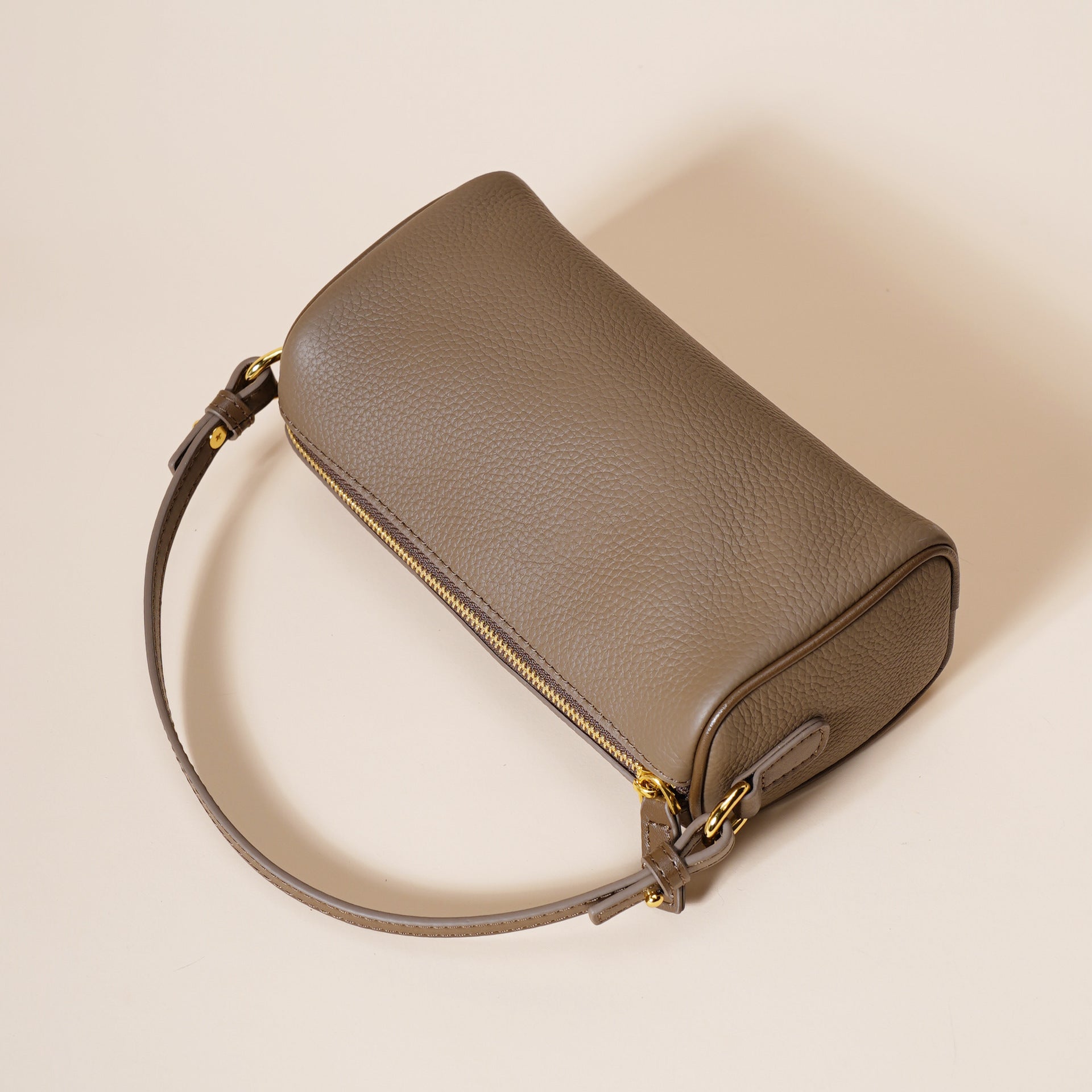 Genuine Leather Boston Bag - Mini Barrel Crossbody & Top Handle Purse(white) - Image 5