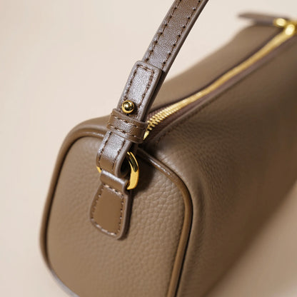 Genuine Leather Boston Bag - Mini Barrel Crossbody & Top Handle Purse(white) - Image 8