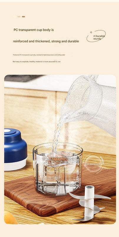 Powerful Mini Electric Food Chopper - USB Rechargeable Cordless Garlic & Meat Mincer(Blue 320ml + 6-blade knife) - Image 7