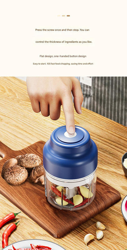 Powerful Mini Electric Food Chopper - USB Rechargeable Cordless Garlic & Meat Mincer(purple 320ml + 6-blade knife) - Image 4