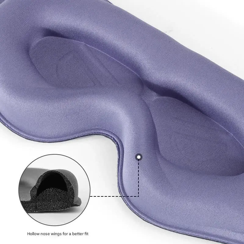 3pc 6D Contoured Zero-Pressure Sleep Mask - 360 Light Blocking Eye Mask with Adjustable Strap(Purple) - Image 4