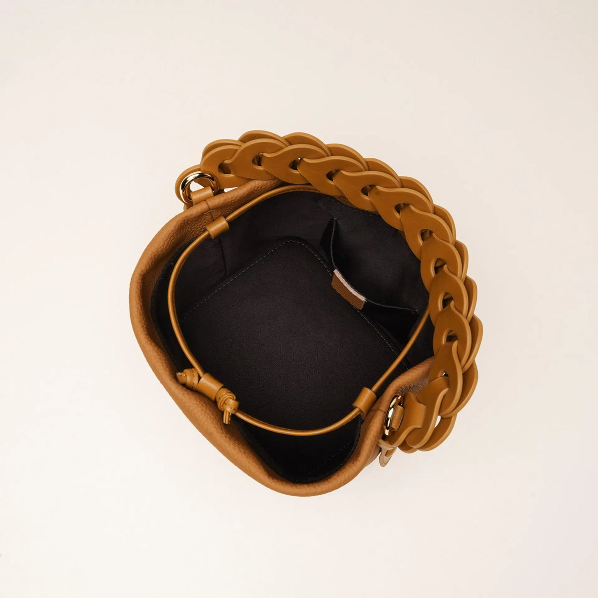 Genuine Leather Mini Bucket Bag with Braided Handle - Chic Drawstring Crossbody Purse(white) - Image 5