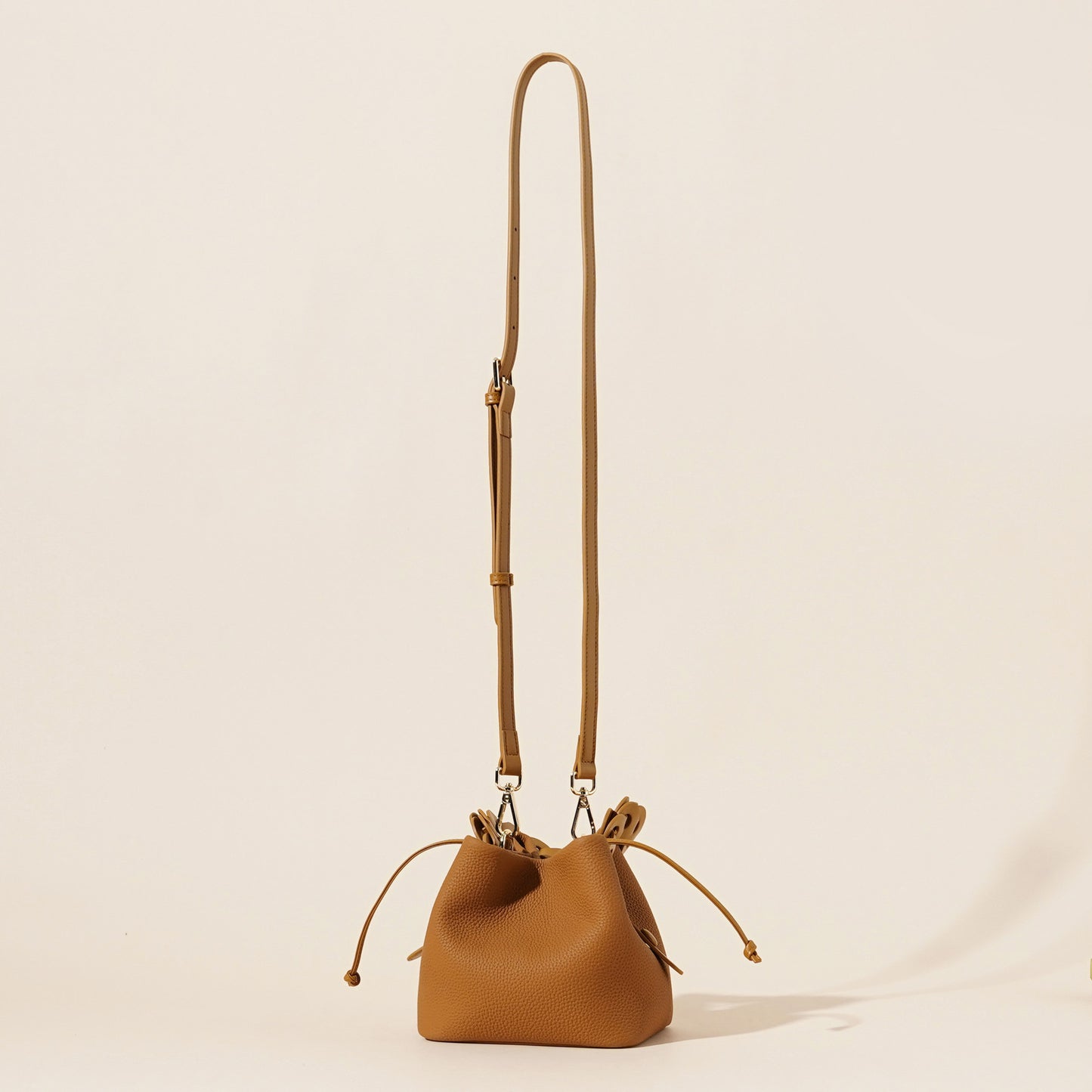 Genuine Leather Mini Bucket Bag with Braided Handle - Chic Drawstring Crossbody Purse(white) - Image 7