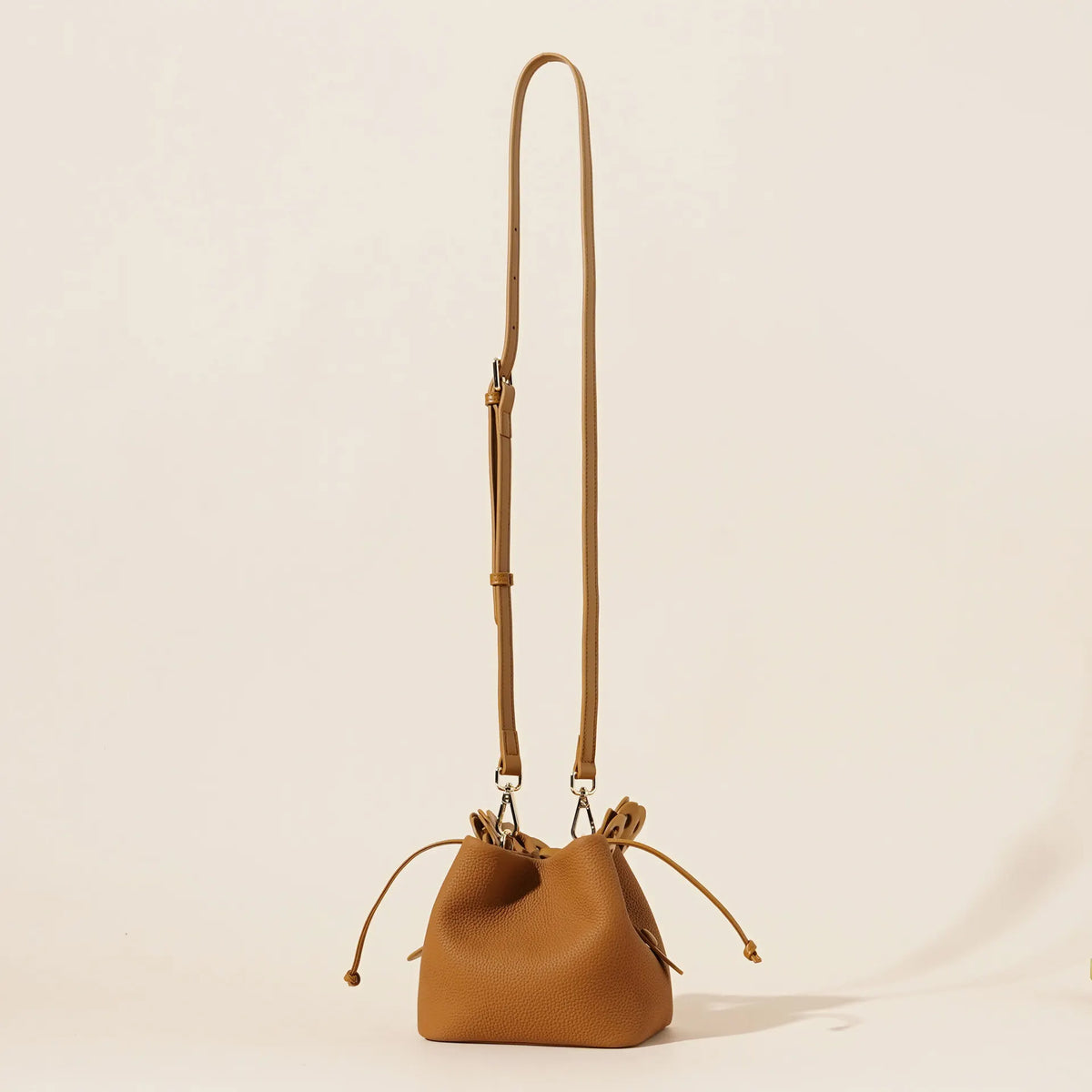 Genuine Leather Mini Bucket Bag with Braided Handle - Chic Drawstring Crossbody Purse(Black) - Image 7