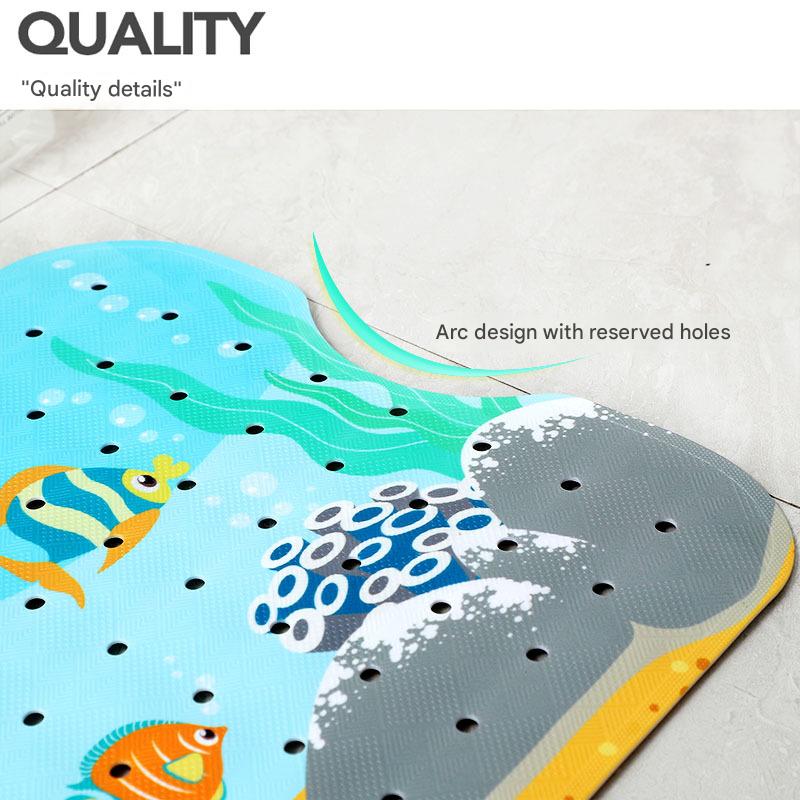 Non-Slip PVC Bath & Shower Mat with Suction Cups and Drainage Holes - Cartoon Ocean Theme(Submarine) - Image 5
