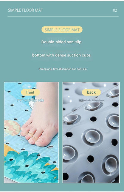 Non-Slip PVC Bath & Shower Mat with Suction Cups and Drainage Holes - Cartoon Ocean Theme(Blonde Mermaid) - Image 3