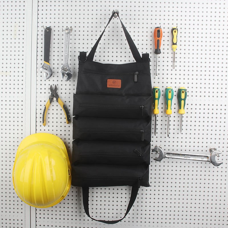 Heavy-Duty Canvas Tool Roll Up Bag & Organizer Tote - Multi-Pocket Wrench & Tool Pouch(Green) - Image 2