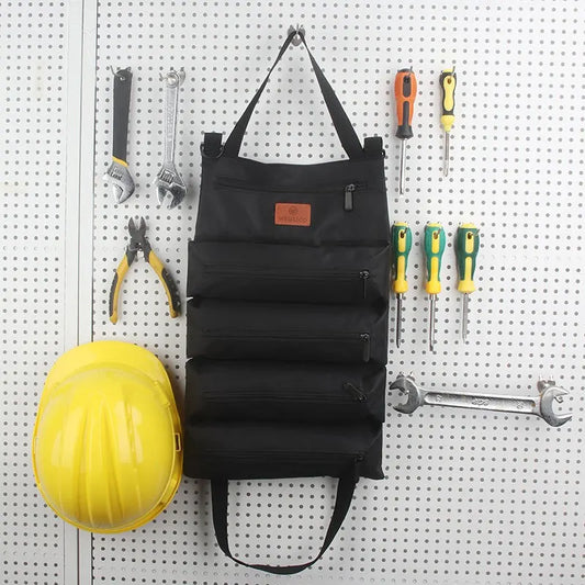 Heavy-Duty Canvas Tool Roll Up Bag & Organizer Tote - Multi-Pocket Wrench & Tool Pouch(Green) - Image 2