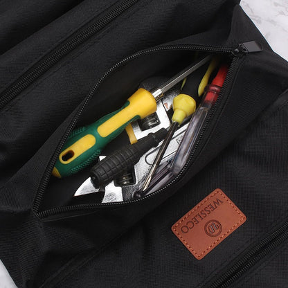 Heavy-Duty Canvas Tool Roll Up Bag & Organizer Tote - Multi-Pocket Wrench & Tool Pouch(Green) - Image 3