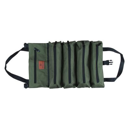 Heavy-Duty Canvas Tool Roll Up Bag & Organizer Tote - Multi-Pocket Wrench & Tool Pouch(Green) - Image 5