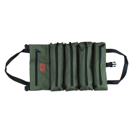 Heavy-Duty Canvas Tool Roll Up Bag & Organizer Tote - Multi-Pocket Wrench & Tool Pouch(Khaki) - Image 5