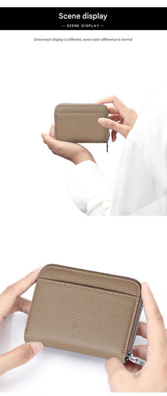Genuine Leather RFID Blocking Accordion Card Holder & Coin Purse - Large Capacity Zip Wallet(purple) - Image 6