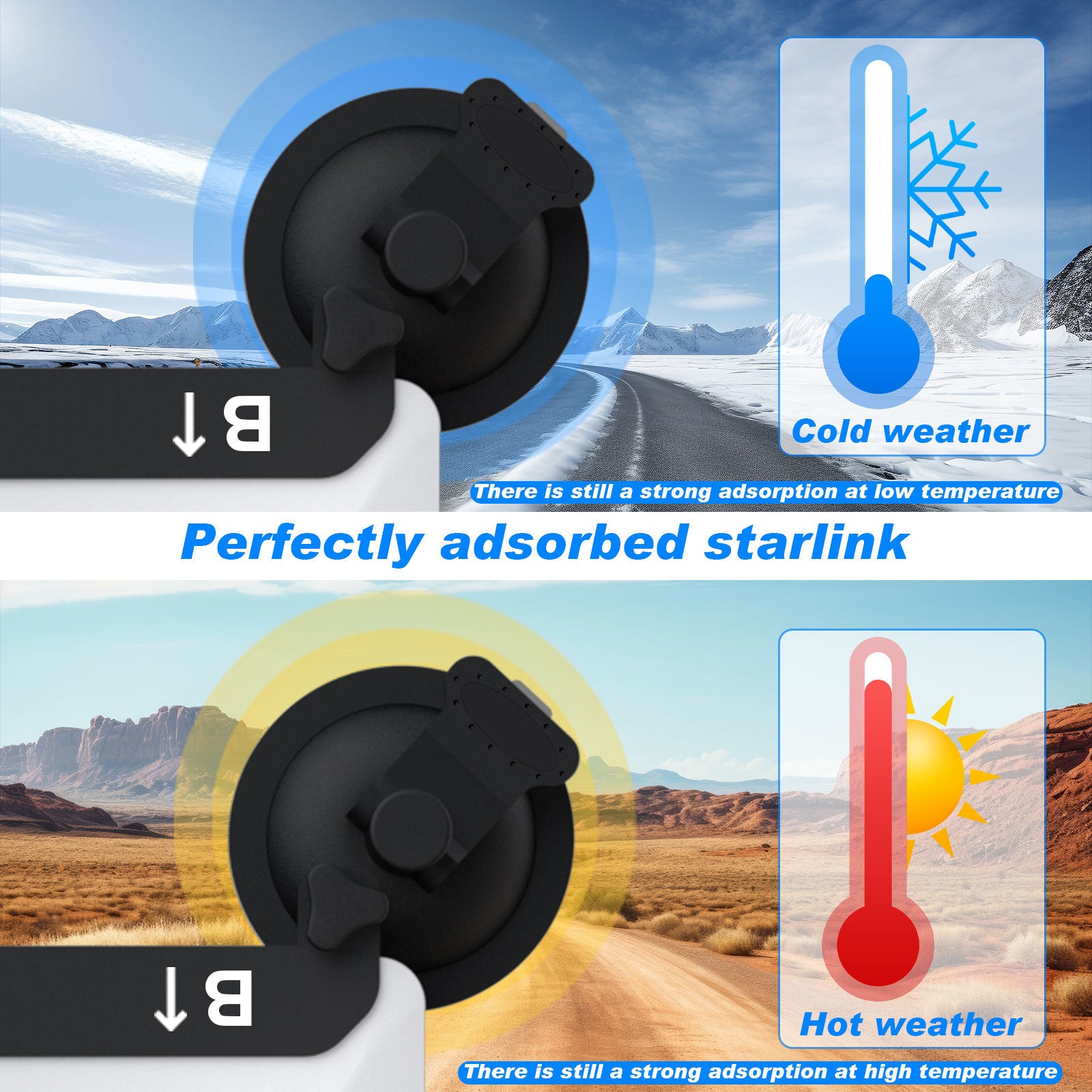 White and Black Heavy-Duty Suction Cup Mount for Starlink Mini - All-Weather Car, RV & Boat Bracket - Image 5