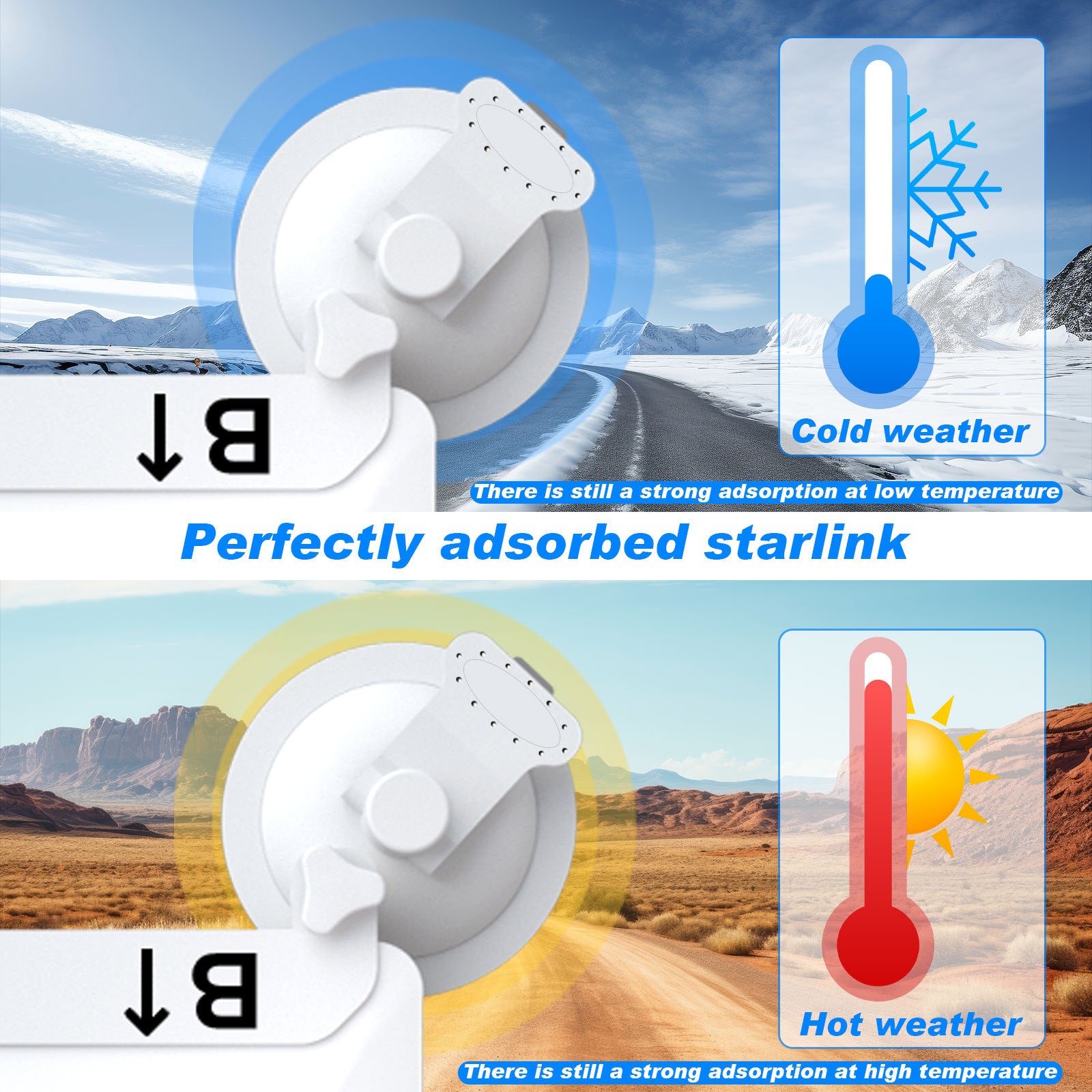 White Heavy-Duty Suction Cup Mount for Starlink Mini - All-Weather Car, RV & Boat Bracket - Image 5