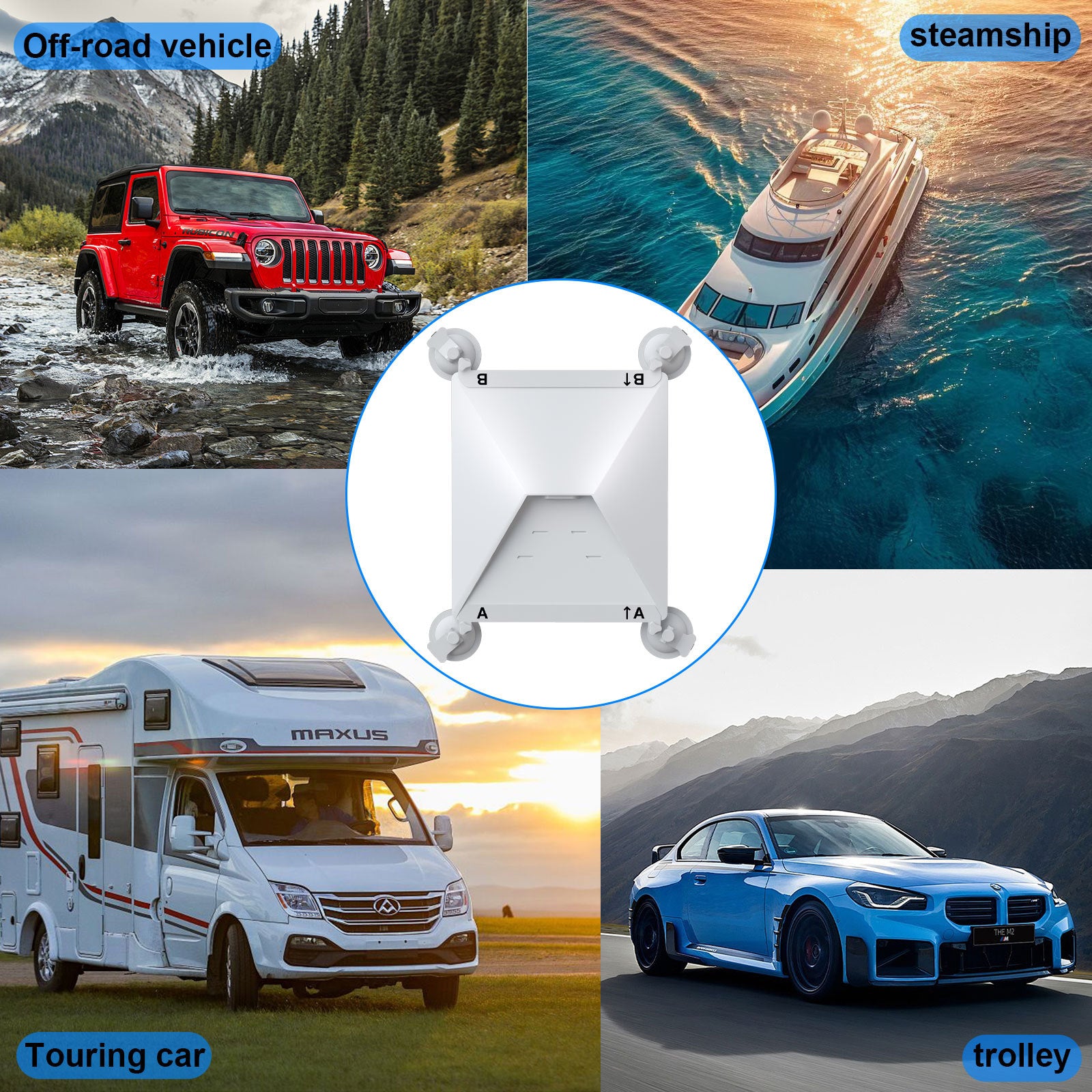 White Heavy-Duty Suction Cup Mount for Starlink Mini - All-Weather Car, RV & Boat Bracket - Image 7