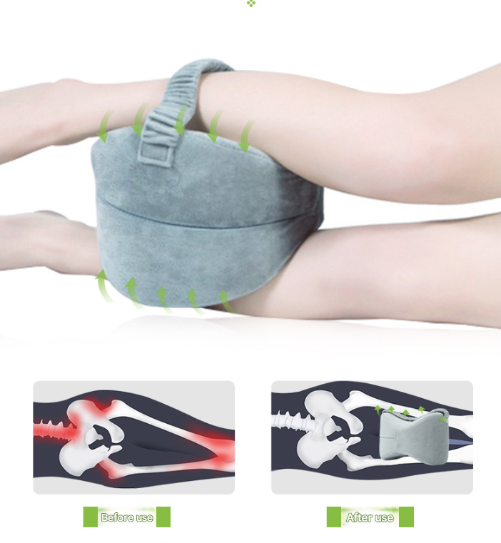 Blue Ergonomic Memory Foam Knee Pillow for Side Sleepers - Leg Positioner for Sciatica, Back, Hip & Joint Pain Relief - Image 3