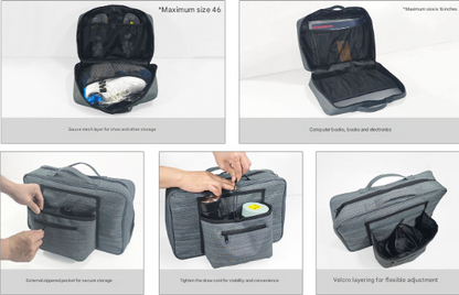Heather Grey Versatile Travel Organizer Bag with Luggage Sleeve - Portable Carry-On for Laptop, Shoes & Accessories - Image 5
