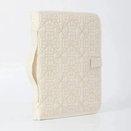 Beige Elegant Quilted Bible Cover - Protective Book Case with Carry Handle