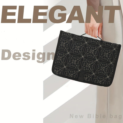 Beige Elegant Quilted Bible Cover - Protective Book Case with Carry Handle  - Image 5