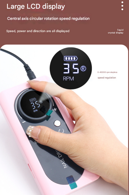 Purple Professional Rechargeable Nail Drill Machine - 45000RPM Portable E-File Kit for Acrylic, Gel, Polishing & Manicure - Image 4