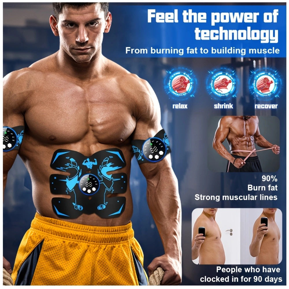Black and Orange Ultimate EMS Muscle Stimulator Kit - USB Rechargeable Abdominal & Full Body Toner for Abs, Arms, and Glutes - Image 4