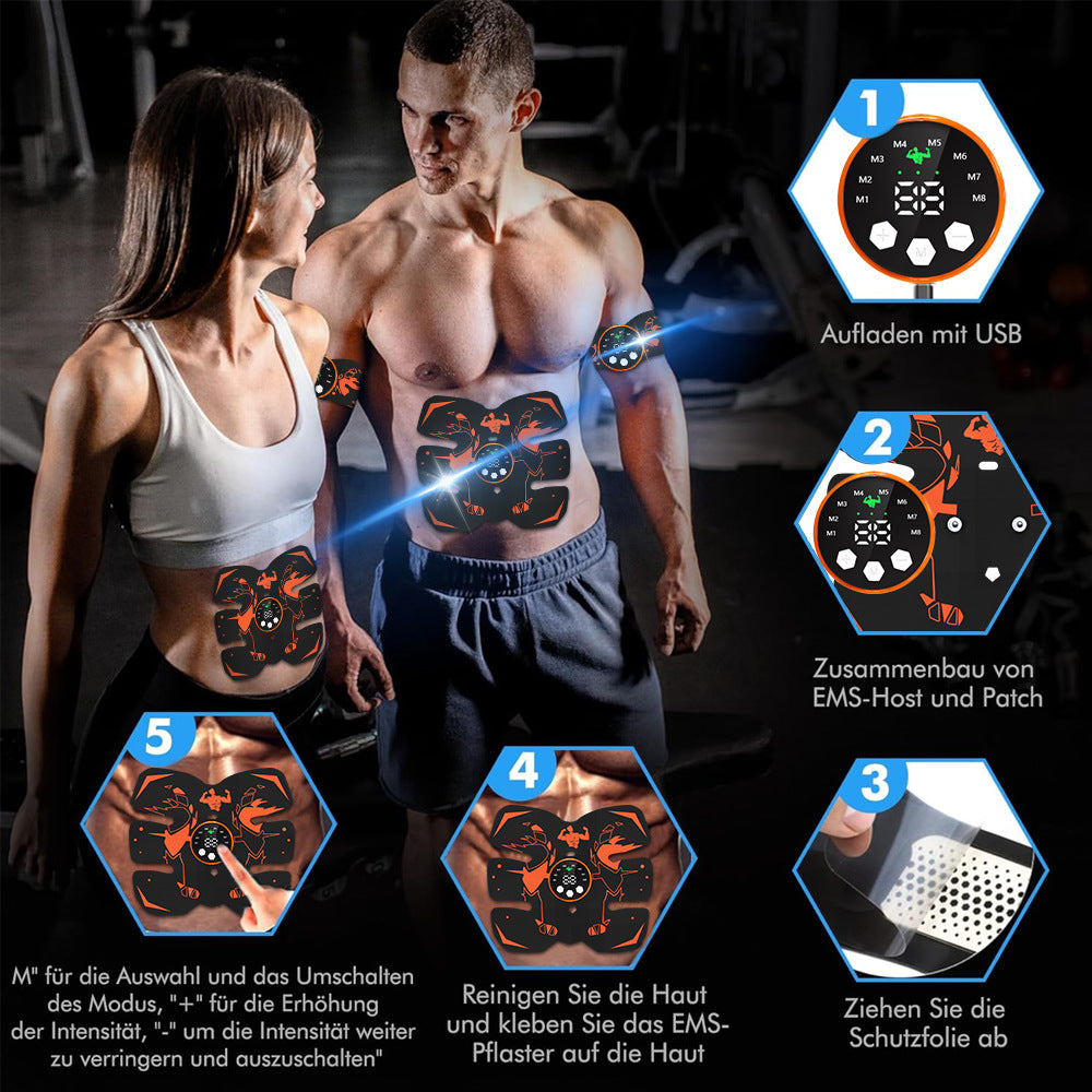 Black and Orange Ultimate EMS Muscle Stimulator Kit - USB Rechargeable Abdominal & Full Body Toner for Abs, Arms, and Glutes - Image 5