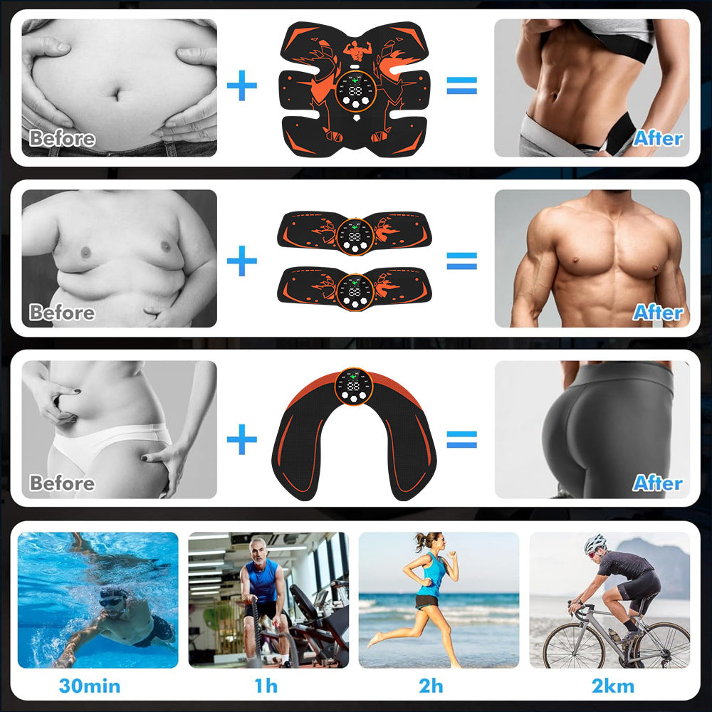 Black and Orange Ultimate EMS Muscle Stimulator Kit - USB Rechargeable Abdominal & Full Body Toner for Abs, Arms, and Glutes - Image 6