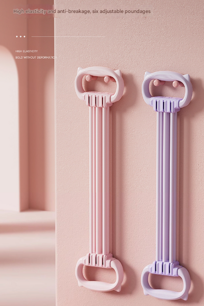 Pink Adjustable Resistance Chest Expander with 6 Levels - Cute Cat Ear Puller for Full Body Workout - Image 3