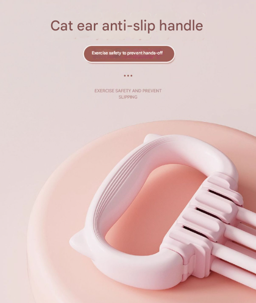 Pink Adjustable Resistance Chest Expander with 6 Levels - Cute Cat Ear Puller for Full Body Workout - Image 5