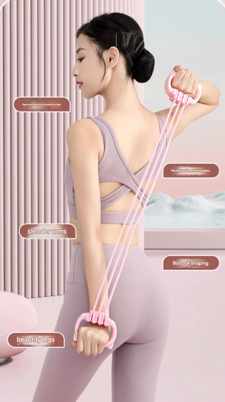 Pink Adjustable Resistance Chest Expander with 6 Levels - Cute Cat Ear Puller for Full Body Workout - Image 6