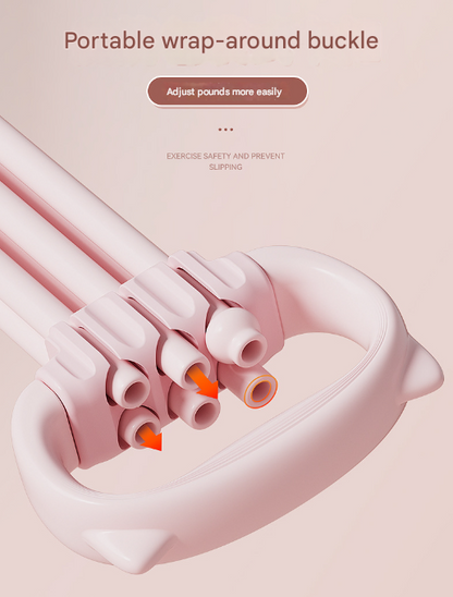 Pink Adjustable Resistance Chest Expander with 6 Levels - Cute Cat Ear Puller for Full Body Workout - Image 7