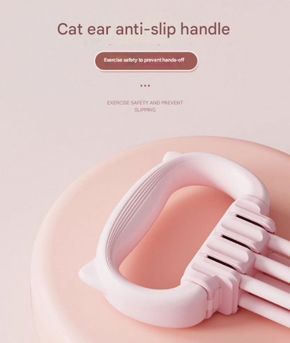 Purple Adjustable Resistance Chest Expander with 6 Levels - Cute Cat Ear Puller for Full Body Workout - Image 5