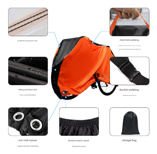 Size M Black All-Weather 210D Bicycle Cover - Waterproof & UV-Proof Outdoor Bike Protector with Lock Hole & Storage Bag - Image 4