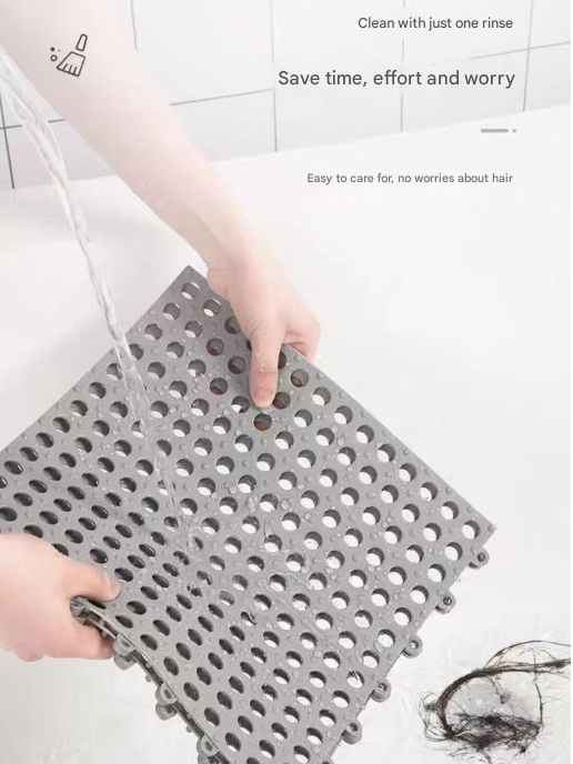 White And Green DIY Interlocking Non-Slip Floor Tiles - 18-Pack PVC Drainage Mat for Shower & Bathroom Safety - Image 5
