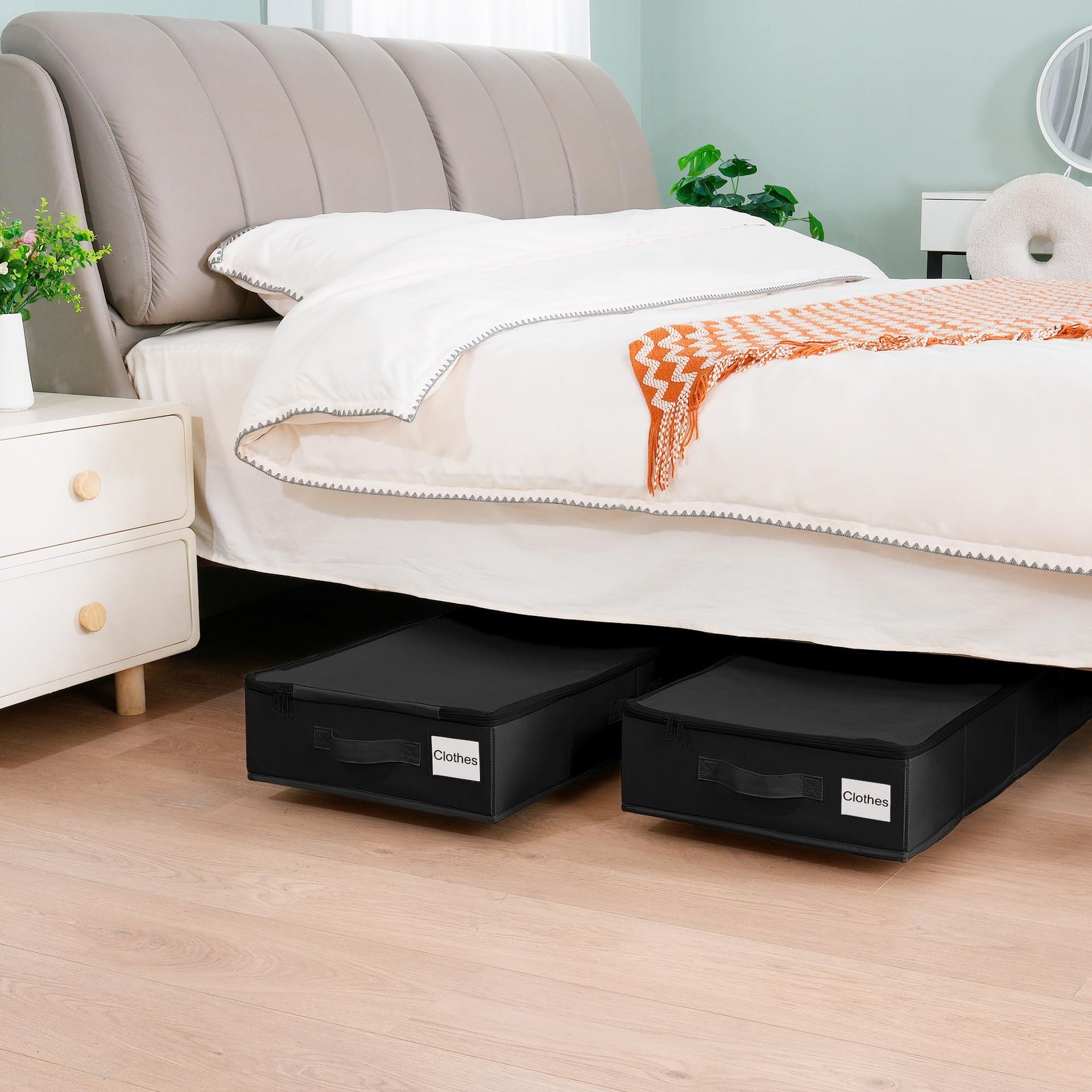 1 piece Black Size S Collapsible Underbed Storage Organizer with Wheels - Fabric Bin with Dustproof Lid - Image 6