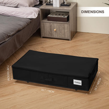 1 piece Black Size L Collapsible Underbed Storage Organizer with Wheels - Fabric Bin with Dustproof Lid - Image 2